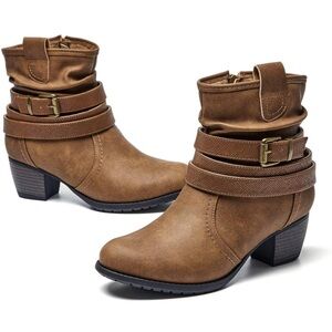 Brown Women's Mid Calf Slouchy Dress Booties Size US 5-10